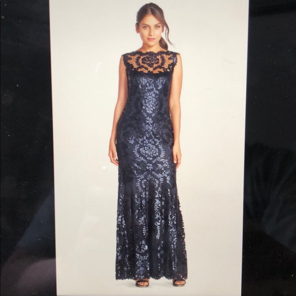 Tadashi Shoji Navy Sequin Gown